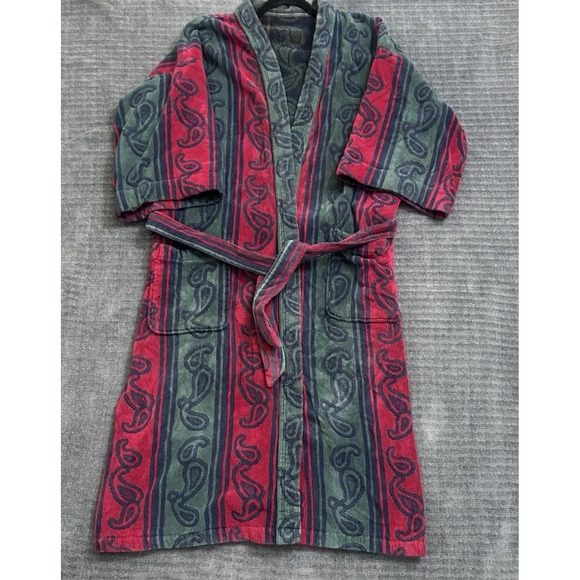 Knightsbridge Other - Vintage Turkish Cotton Blend Robe Knightsbridge OS Burgundy Green Paisley Belted
